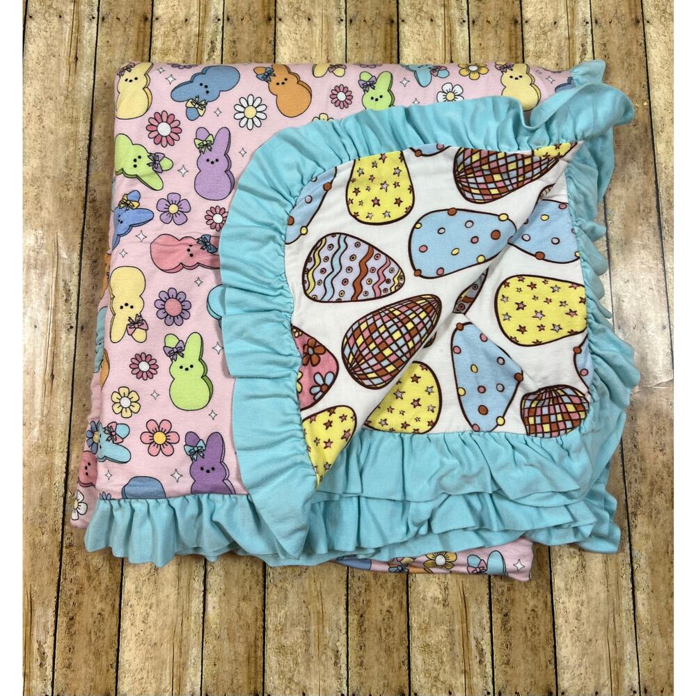 Posh Peanut Addison Mae Peeps Luxe Patoo Bamboo Blanket Ruffle 60x60